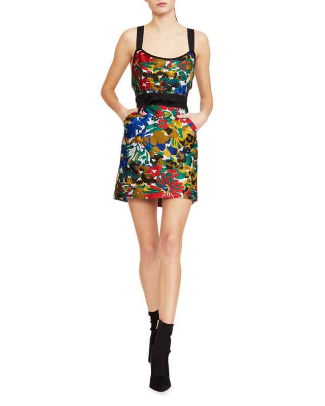 Mackenzie Garden Print Mock-Neck Short Dress